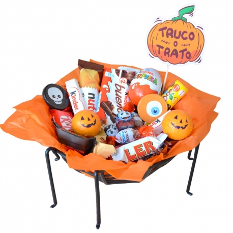 Cesta de Halloween con chocolatinas