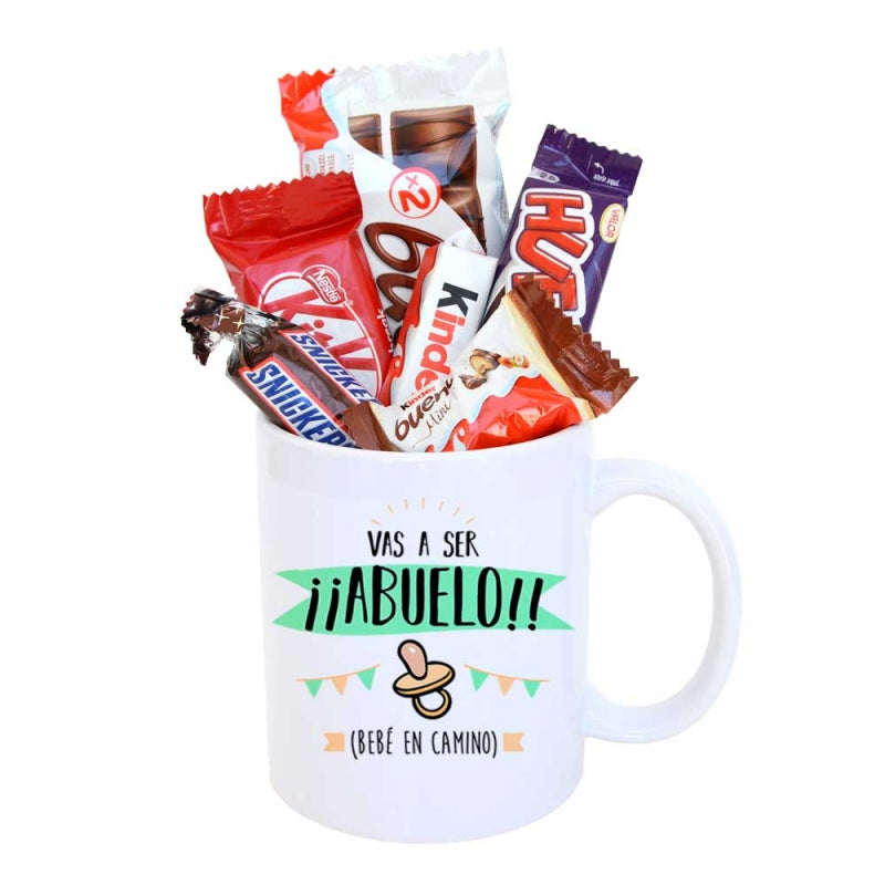 Taza Vas a ser abuelo con chupete de MONECES, presentación lista para regalar