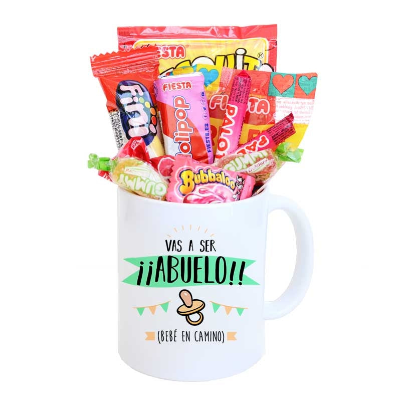 Taza Vas a ser abuelo con chupete de MONECES, presentación con relleno