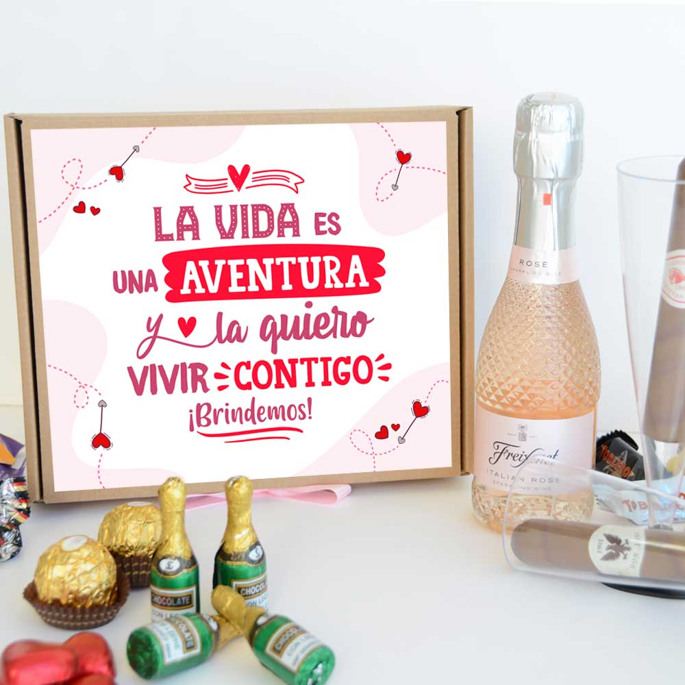 Caja de brindis para San Valentín